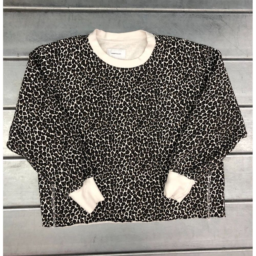 Current Elliott Channing Sweatshirt Womens Size 0 Snow Leopard‎ Print Pullover